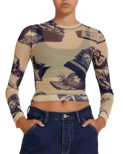 5-7-5 Mesh Long Sleeve Top - Indigo