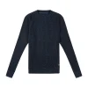 Mixed Yarn Crew Knit - Navy Mix